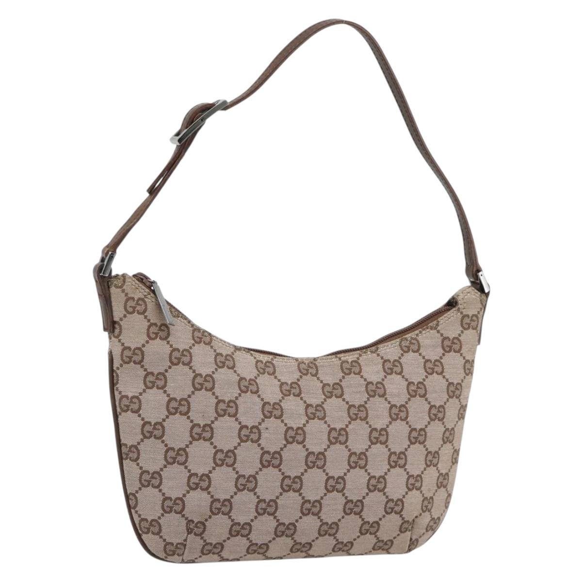 GUCCI GG Canvas Shoulder Bag Beige Silver 005 0813 Auth ep15427