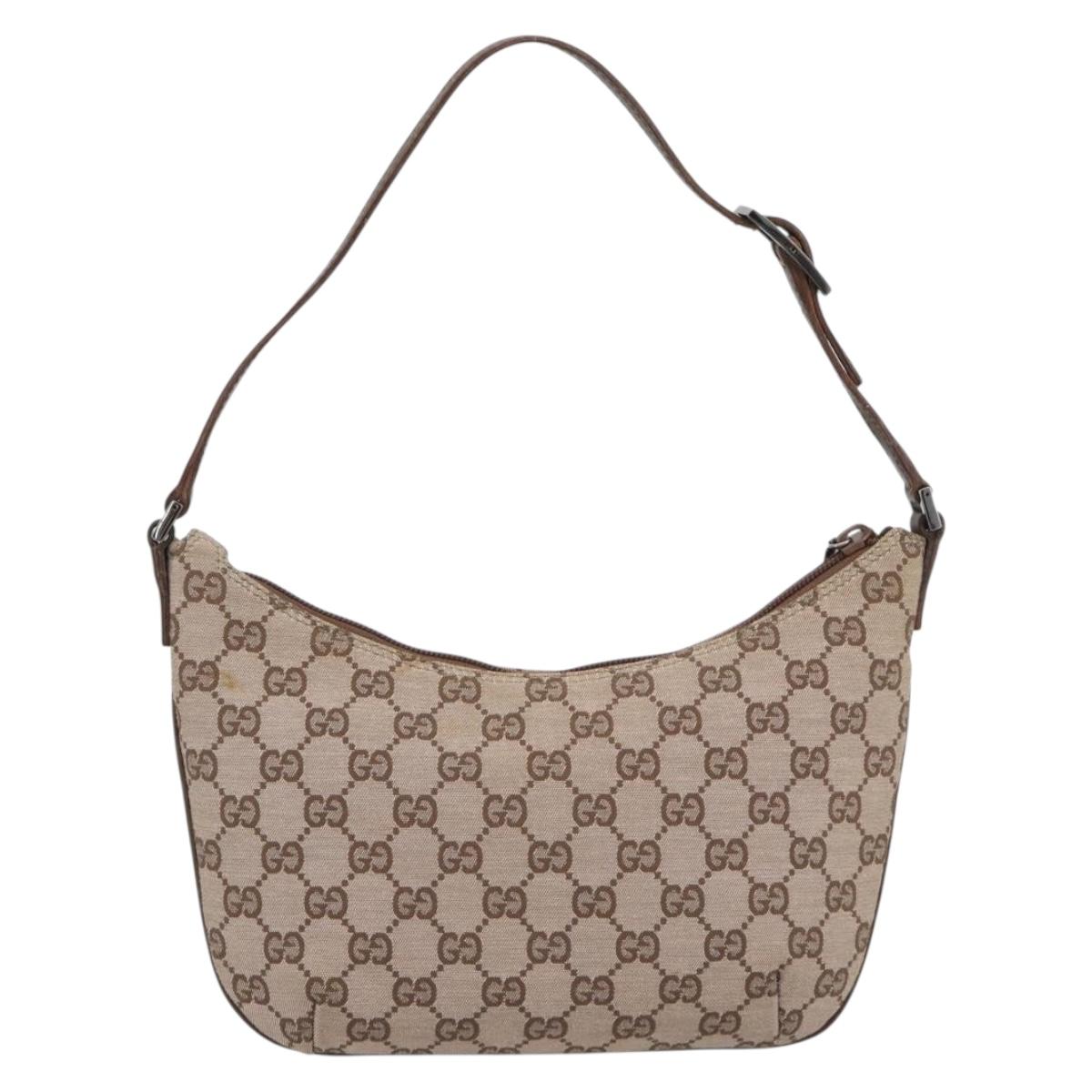 GUCCI GG Canvas Shoulder Bag Beige Silver 005 0813 Auth ep15427