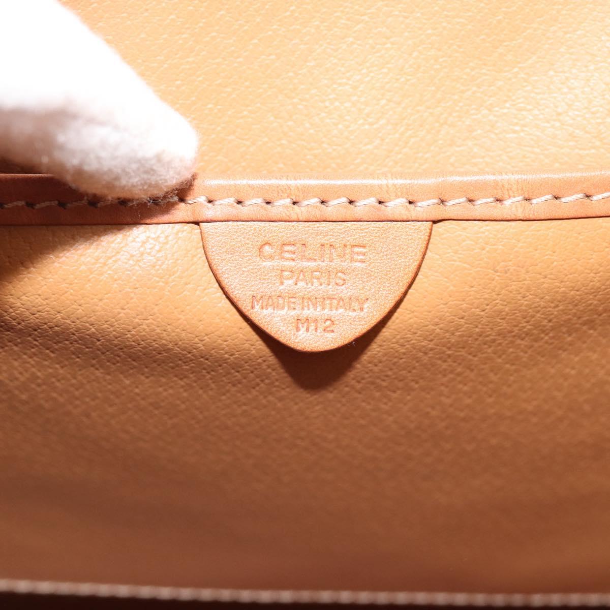 CELINE Macadam Hand Bag PVC Leather Brown Gold Tone Auth ep15431