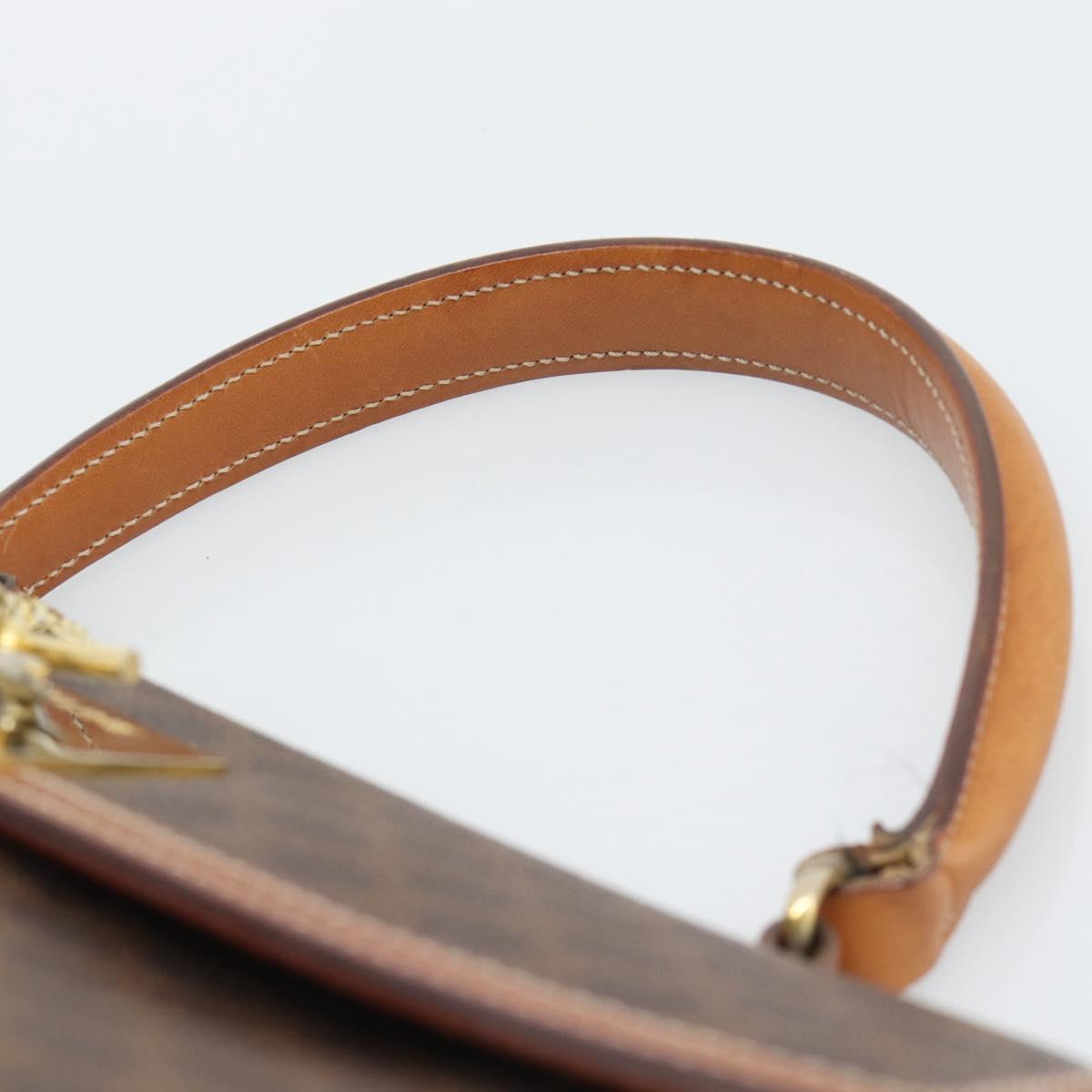 CELINE Macadam Hand Bag PVC Leather Brown Gold Tone Auth ep15431