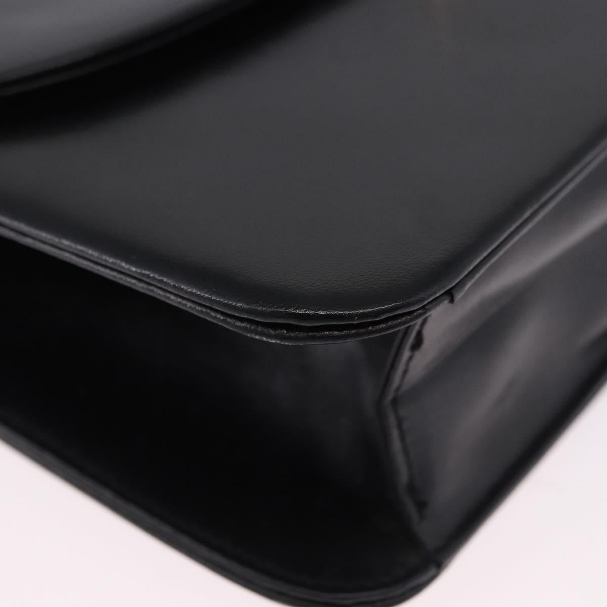 Christian Dior Chain Shoulder Bag Leather Black Gold Tone Auth ep15433