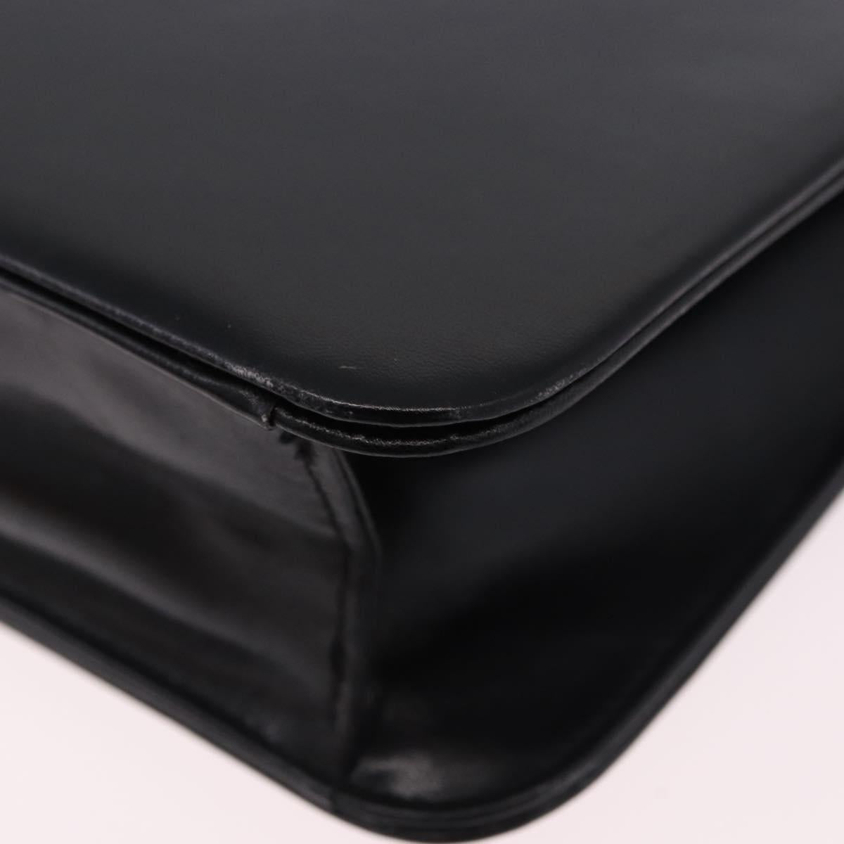 Christian Dior Chain Shoulder Bag Leather Black Gold Tone Auth ep15433