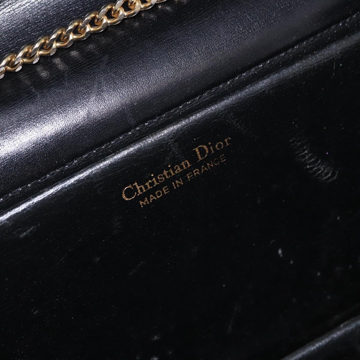 Christian Dior Chain Shoulder Bag Leather Black Gold Tone Auth ep15433