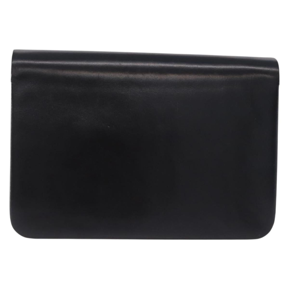 Christian Dior Chain Shoulder Bag Leather Black Gold Tone Auth ep15433