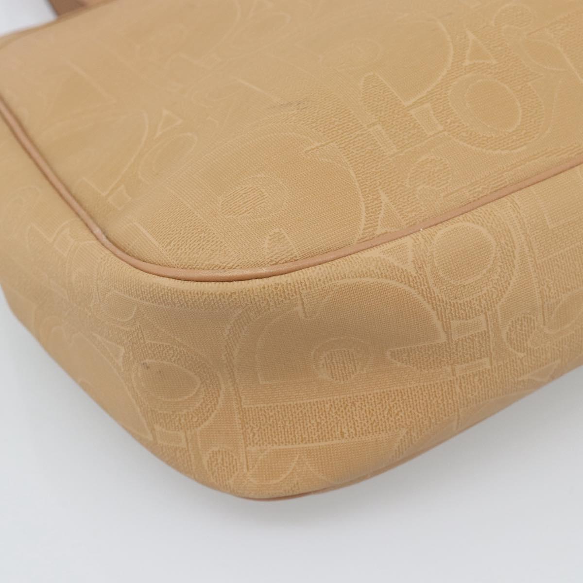 Christian Dior Trotter Tote Bag PVC Leather Beige Gold Tone Auth ep15436
