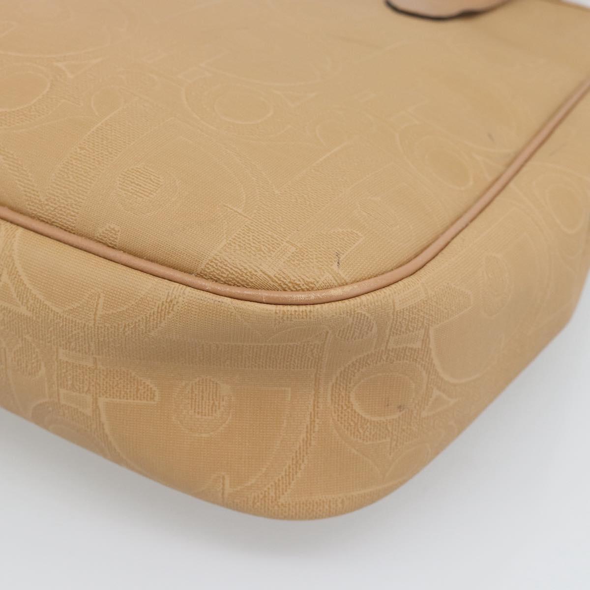 Christian Dior Trotter Tote Bag PVC Leather Beige Gold Tone Auth ep15436