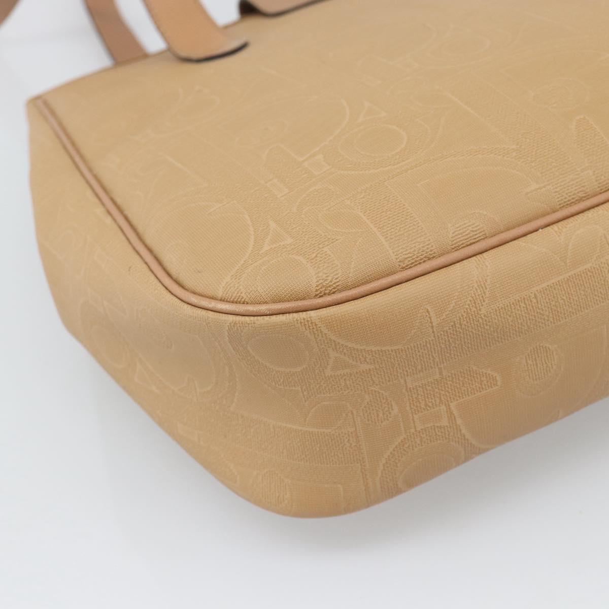 Christian Dior Trotter Tote Bag PVC Leather Beige Gold Tone Auth ep15436