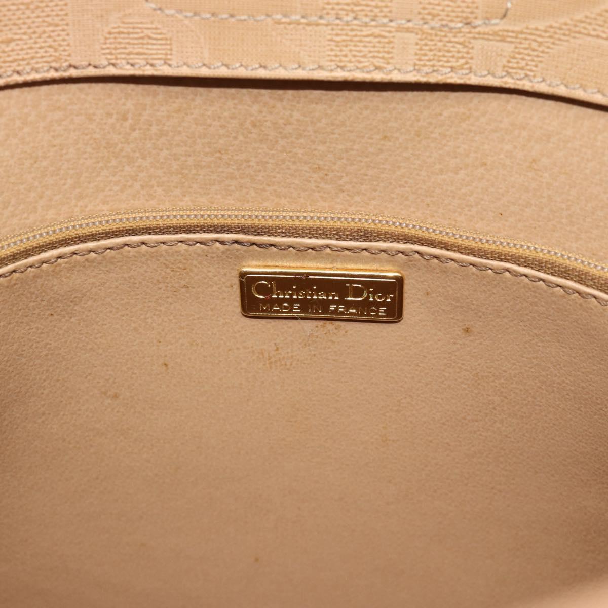 Christian Dior Trotter Tote Bag PVC Leather Beige Gold Tone Auth ep15436