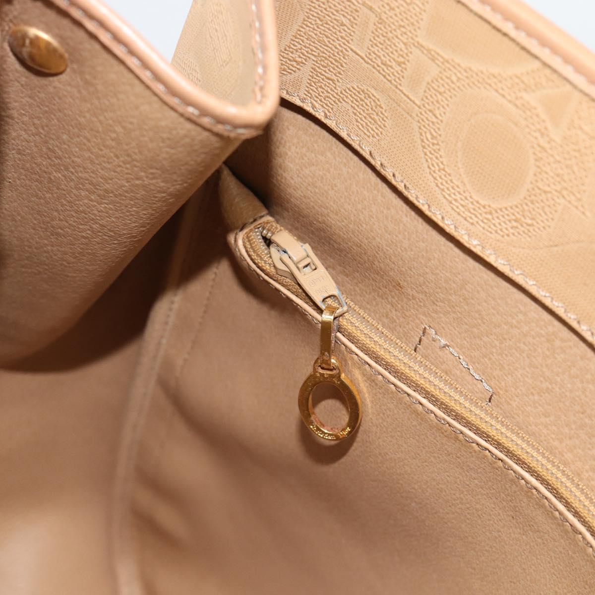Christian Dior Trotter Tote Bag PVC Leather Beige Gold Tone Auth ep15436