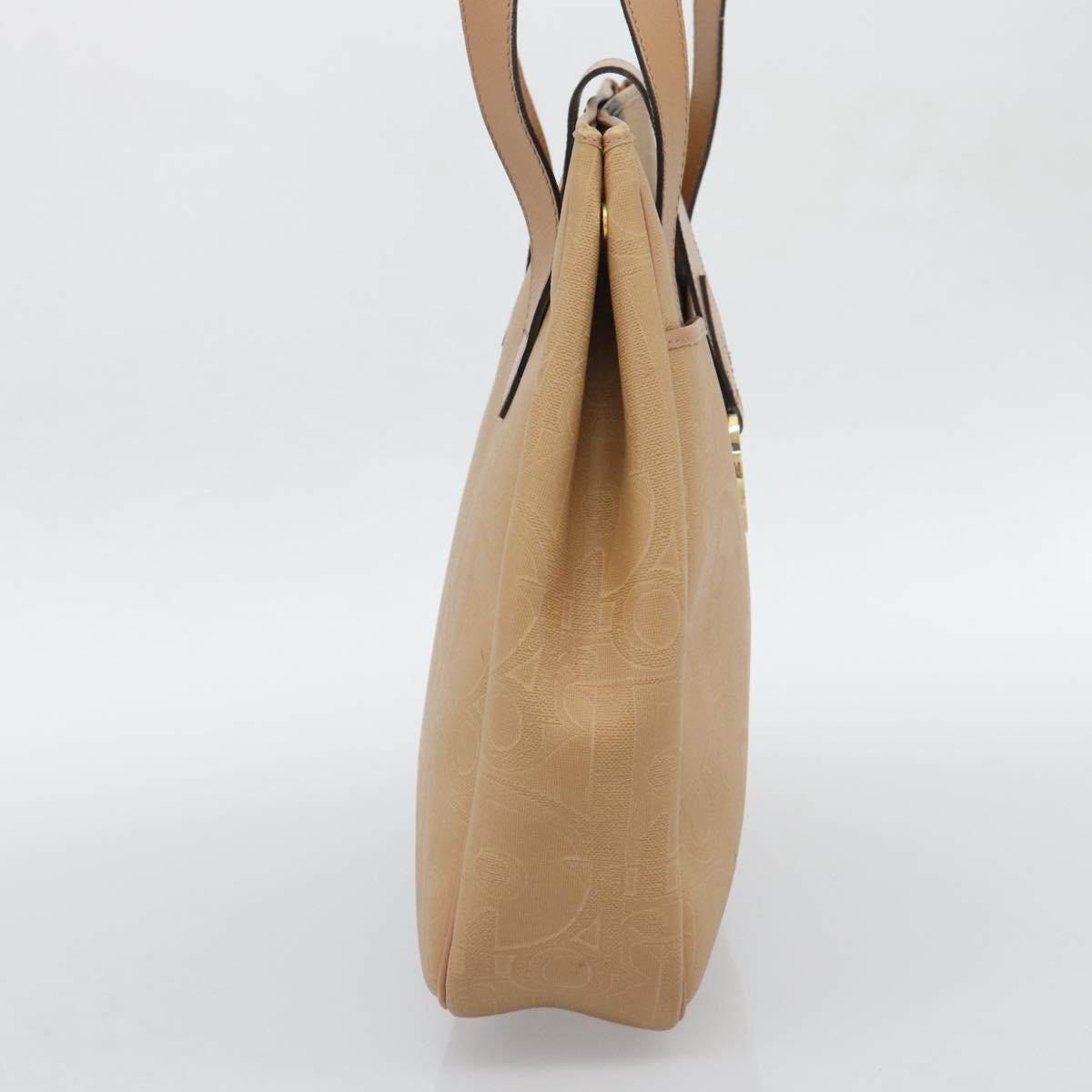Christian Dior Trotter Tote Bag PVC Leather Beige Gold Tone Auth ep15436