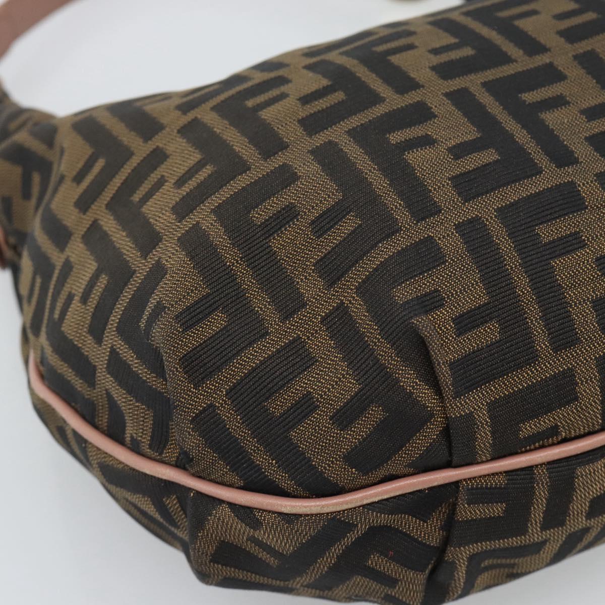 FENDI Zucca Canvas Shoulder Bag Brown Gold Tone 8BR340 Auth ep15438