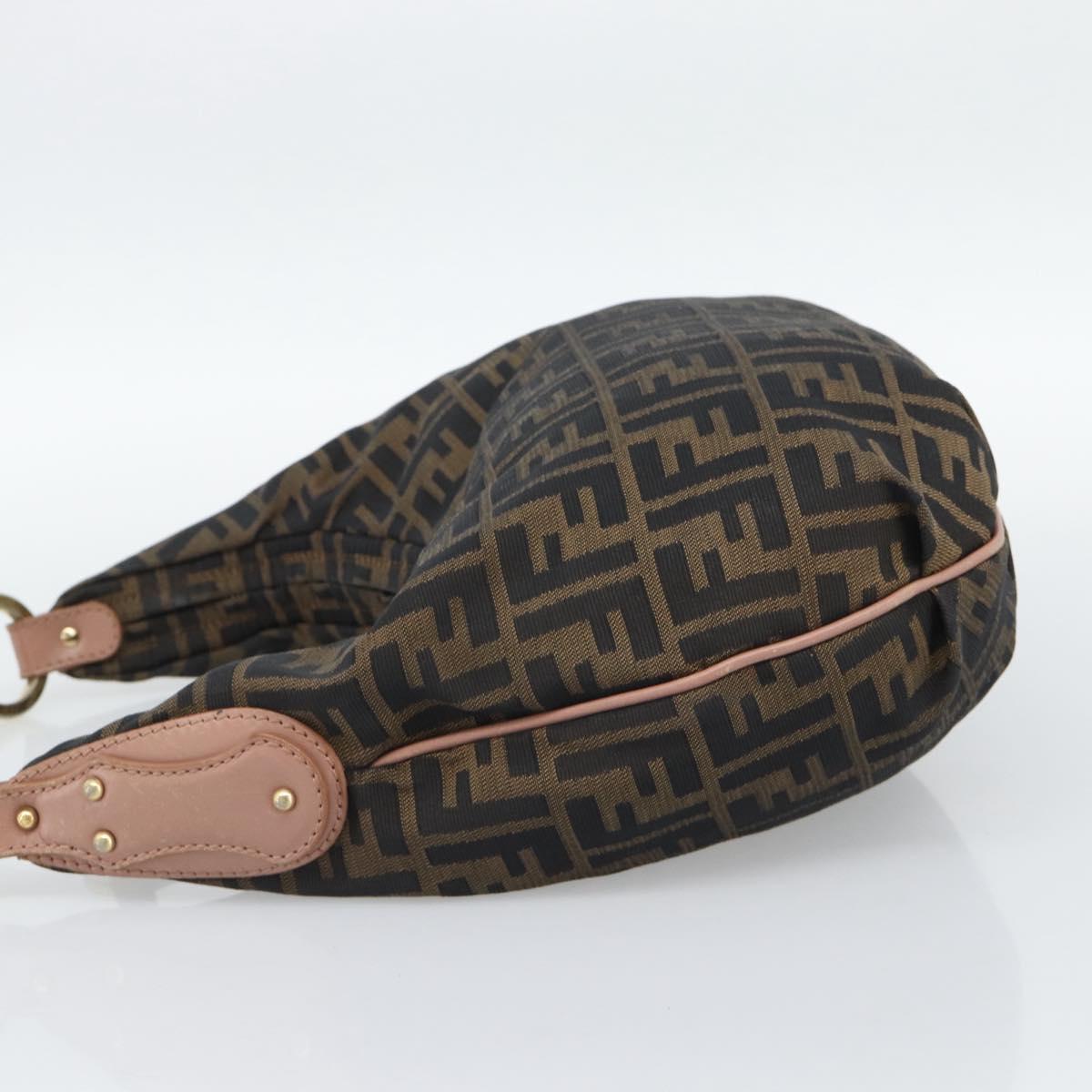 FENDI Zucca Canvas Shoulder Bag Brown Gold Tone 8BR340 Auth ep15438