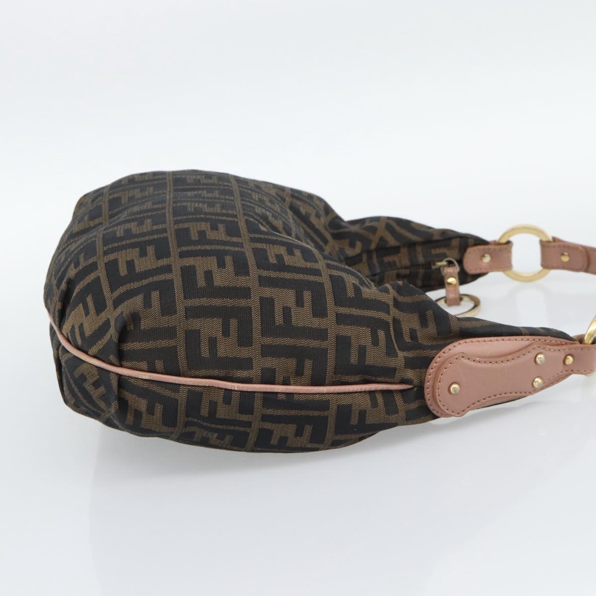 FENDI Zucca Canvas Shoulder Bag Brown Gold Tone 8BR340 Auth ep15438