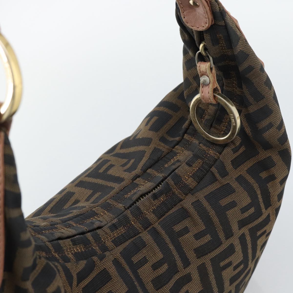 FENDI Zucca Canvas Shoulder Bag Brown Gold Tone 8BR340 Auth ep15438