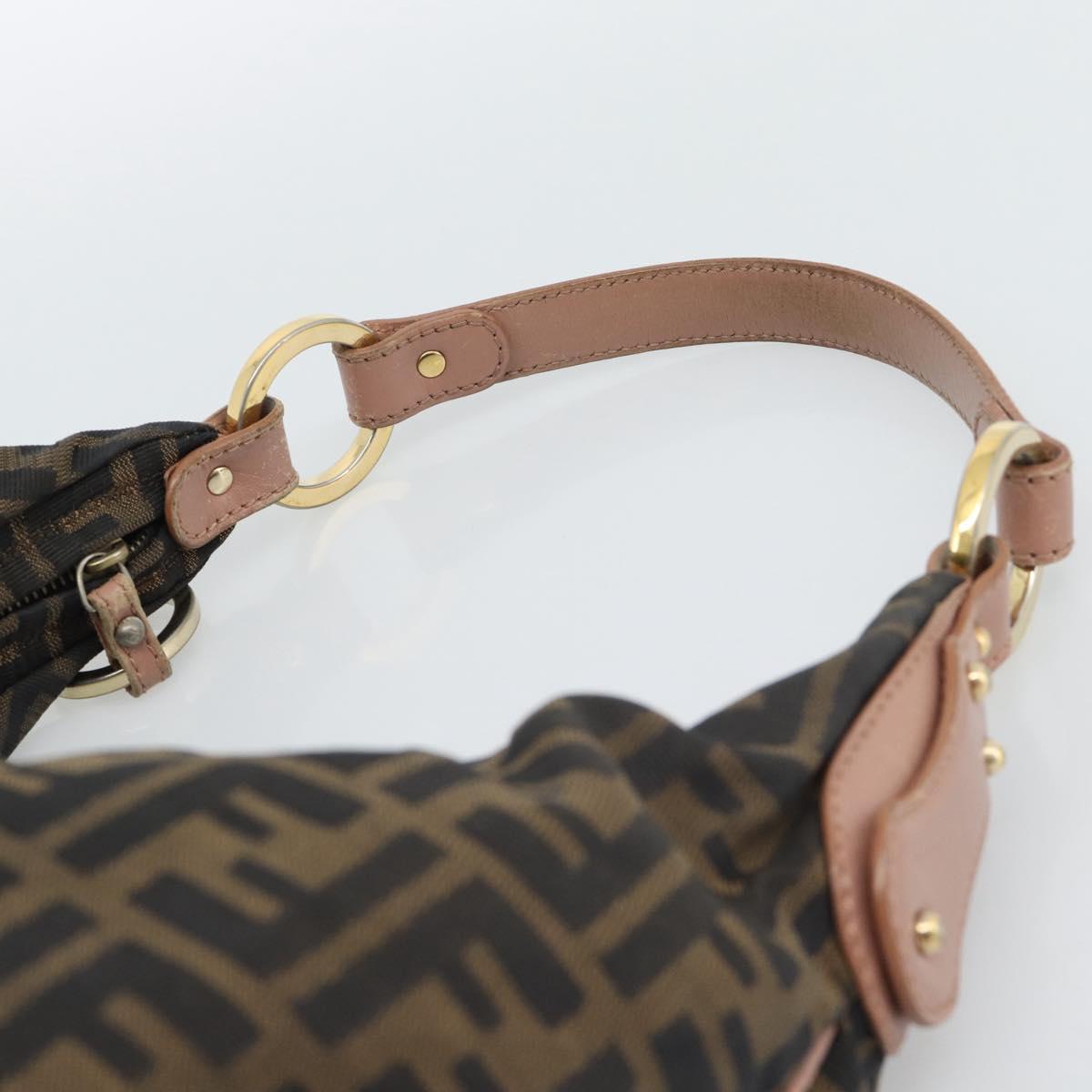FENDI Zucca Canvas Shoulder Bag Brown Gold Tone 8BR340 Auth ep15438