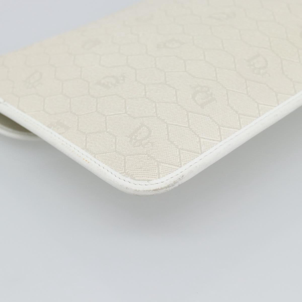 Christian Dior Trotter Clutch Bag PVC Leather White Gold Tone Auth ep15439