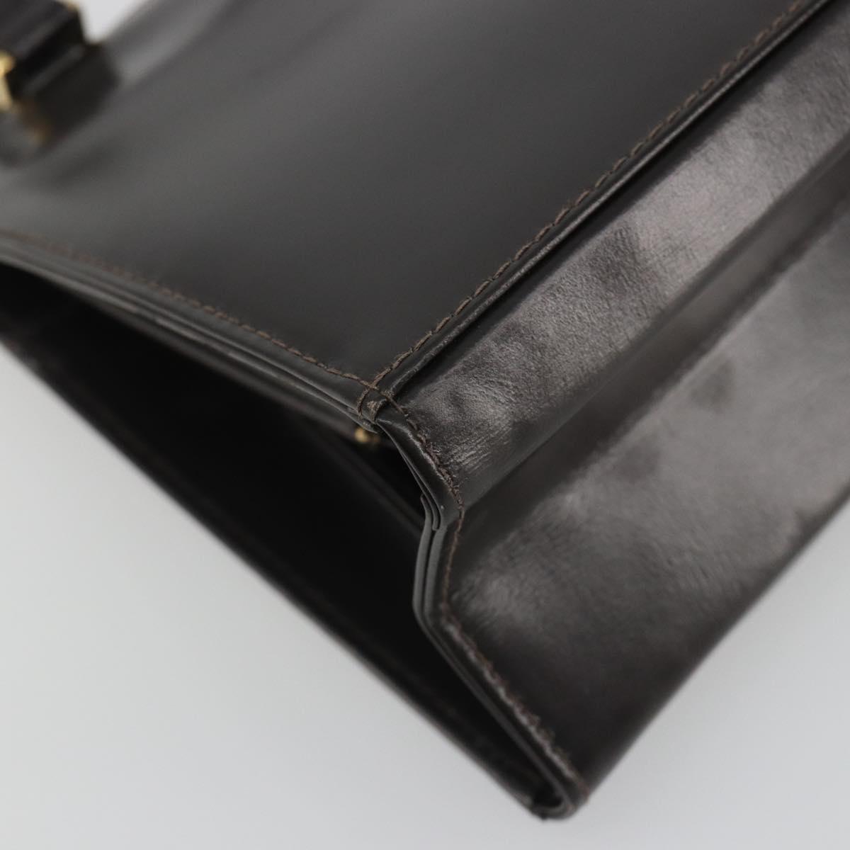 FENDI Hand Bag Leather Brown Gold Tone Auth ep15441A