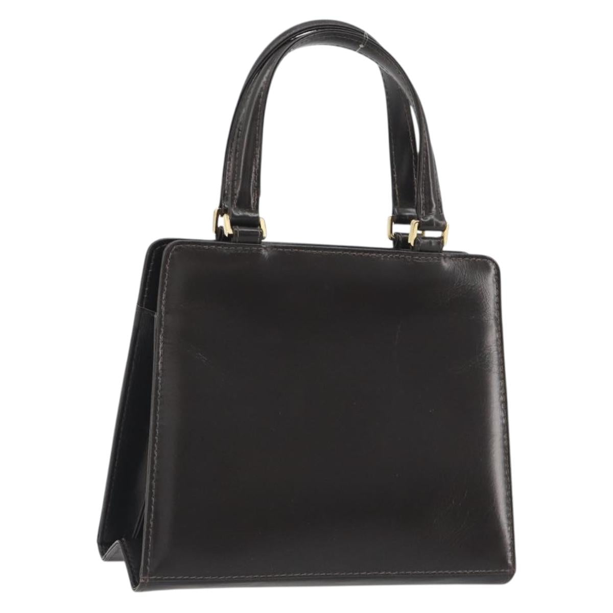 FENDI Hand Bag Leather Brown Gold Tone Auth ep15441A