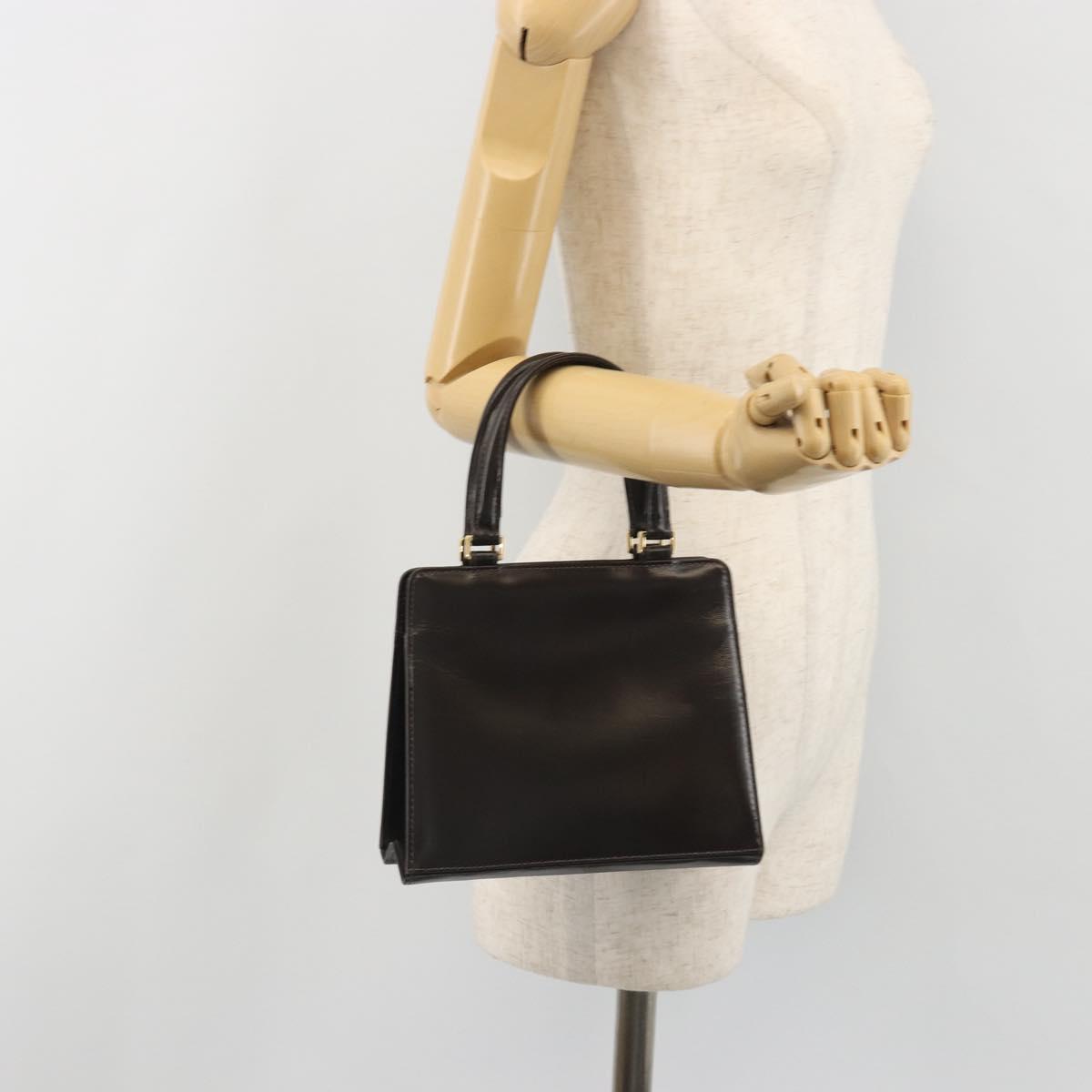 FENDI Hand Bag Leather Brown Gold Tone Auth ep15441A