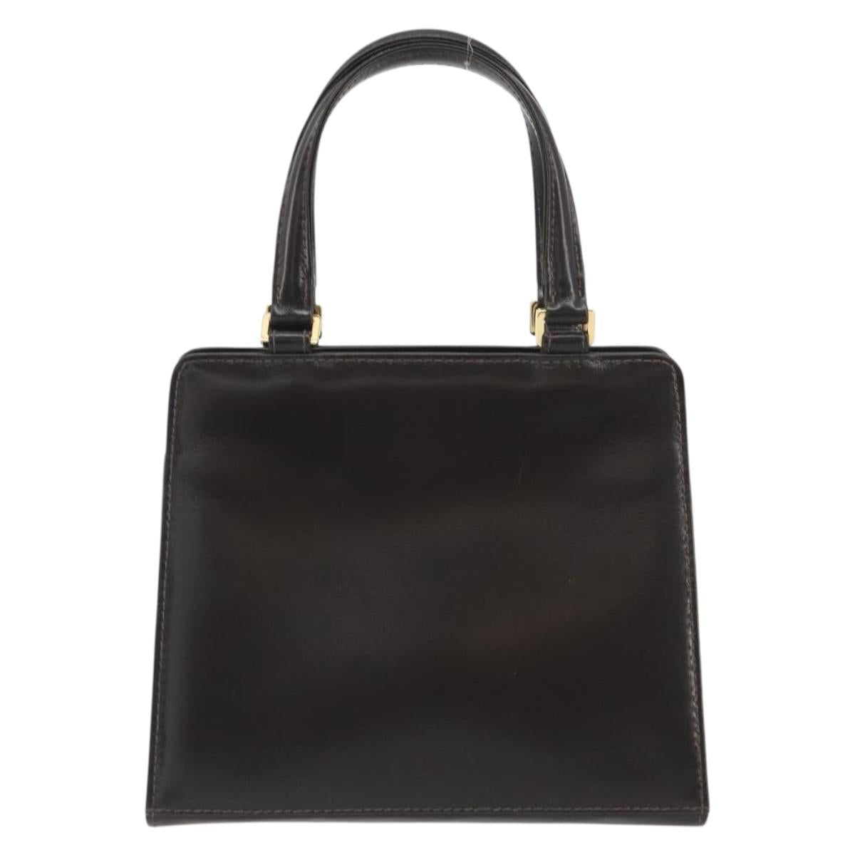 FENDI Hand Bag Leather Brown Gold Tone Auth ep15441A