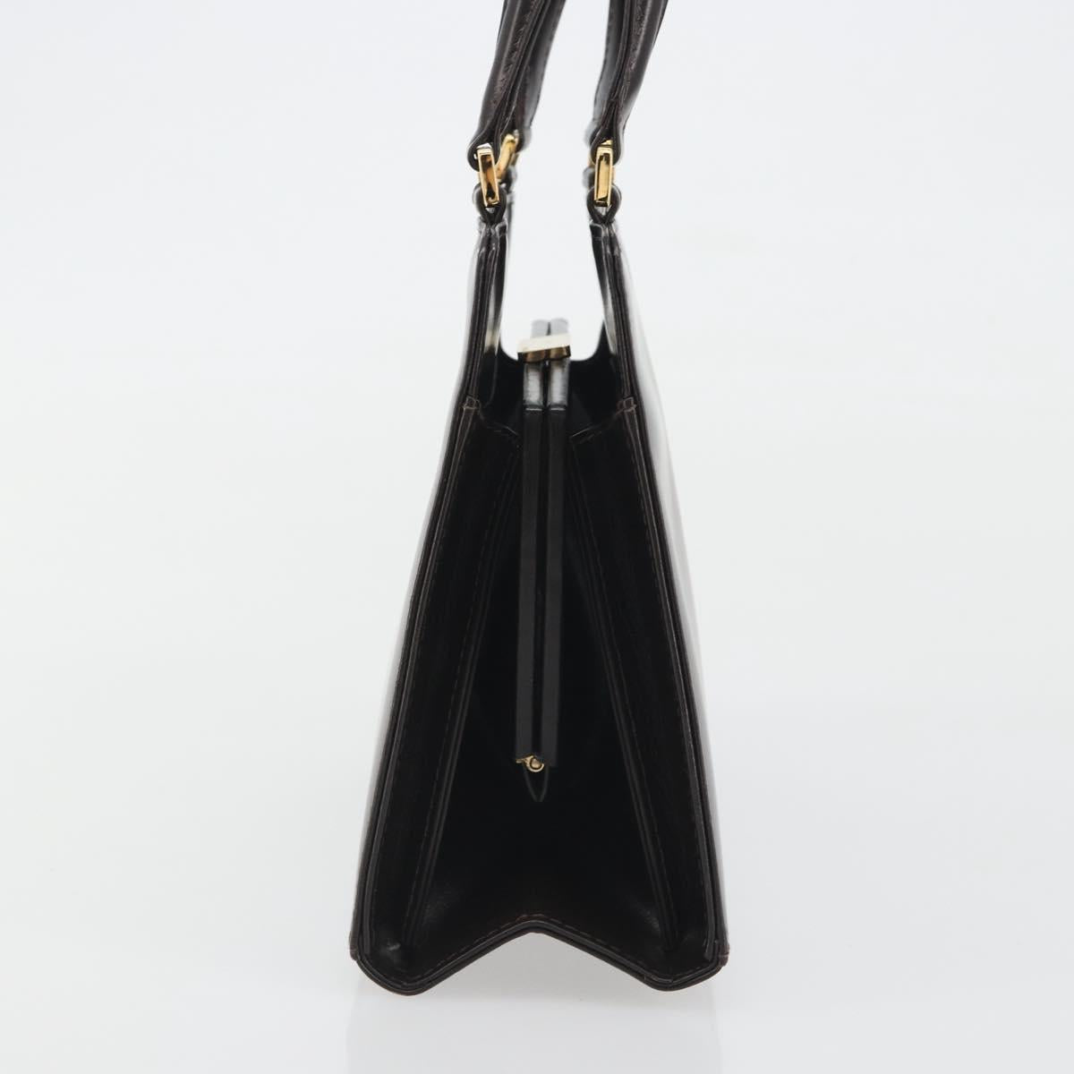 FENDI Hand Bag Leather Brown Gold Tone Auth ep15441A