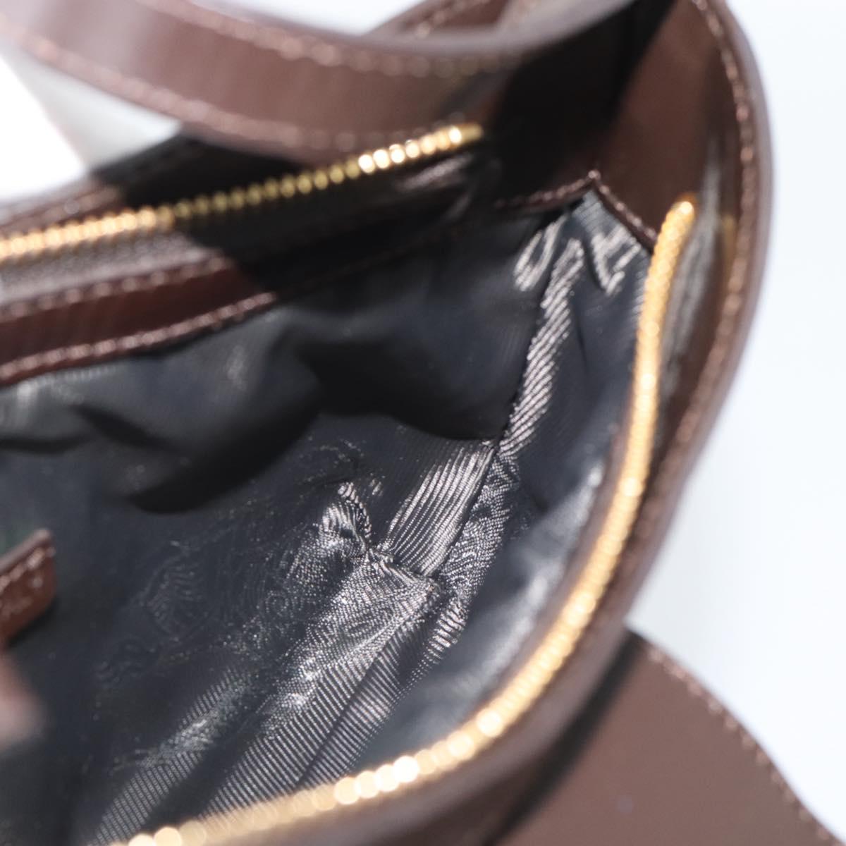 BURBERRY Hand Bag Nylon Khaki Gold Tone Auth ep15442