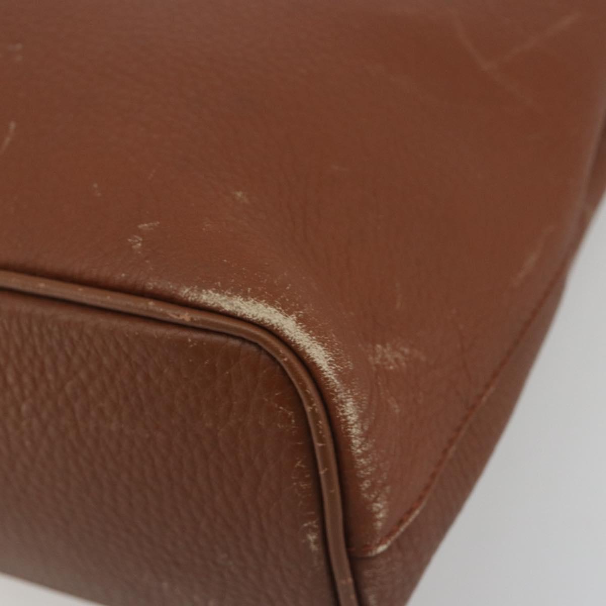 Burberrys Hand Bag Leather Brown Gold Tone Auth ep15444