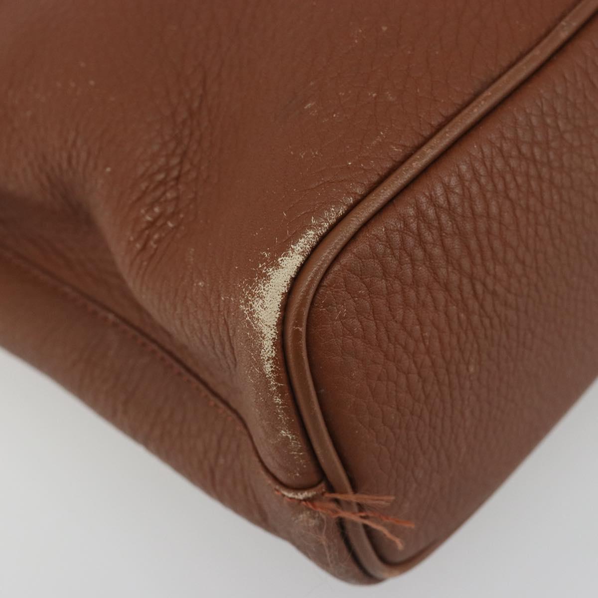 Burberrys Hand Bag Leather Brown Gold Tone Auth ep15444