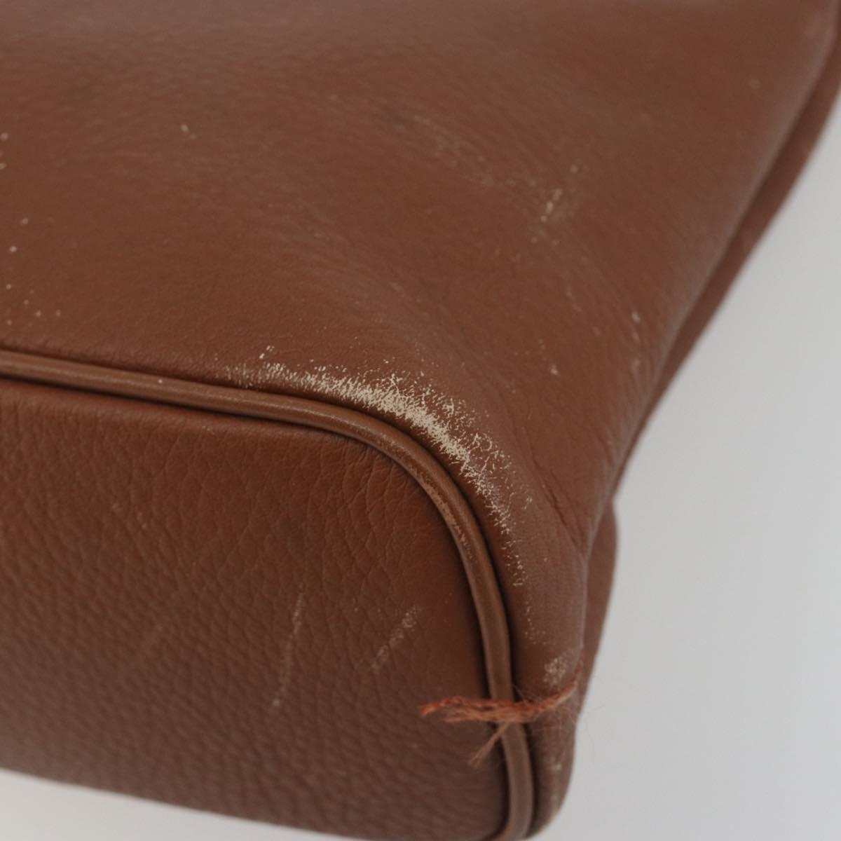 Burberrys Hand Bag Leather Brown Gold Tone Auth ep15444