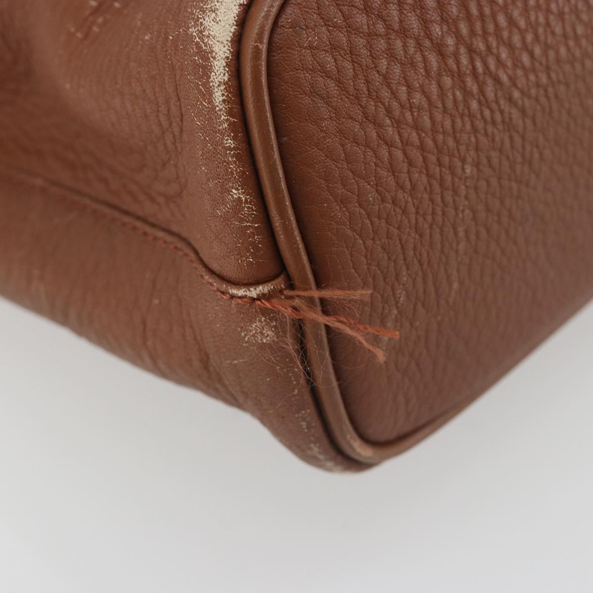 Burberrys Hand Bag Leather Brown Gold Tone Auth ep15444