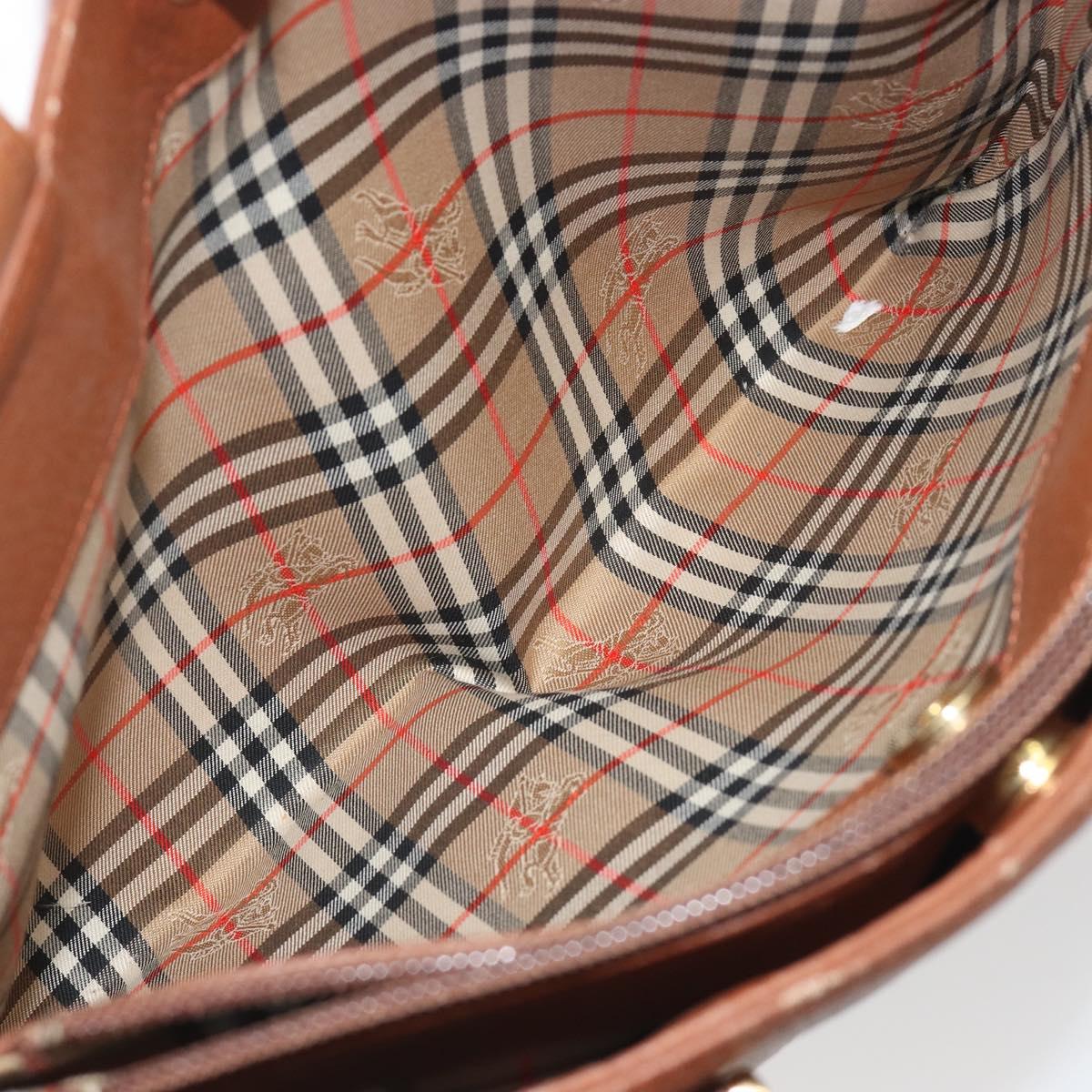 Burberrys Hand Bag Leather Brown Gold Tone Auth ep15444