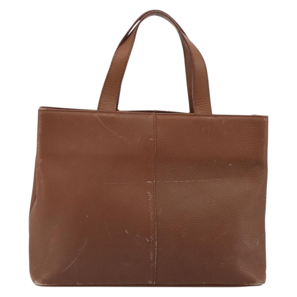 Burberrys Hand Bag Leather Brown Gold Tone Auth ep15444
