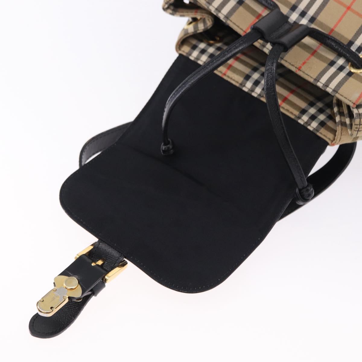 Burberrys Nova Check Backpack Canvas Beige Gold Tone Auth ep15445A