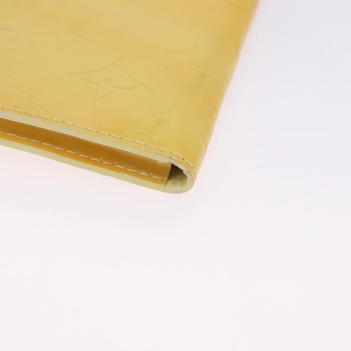 LOUIS VUITTON Monogram Vernis Walker Wallet Lime Yellow M91074 LV Auth ep15446
