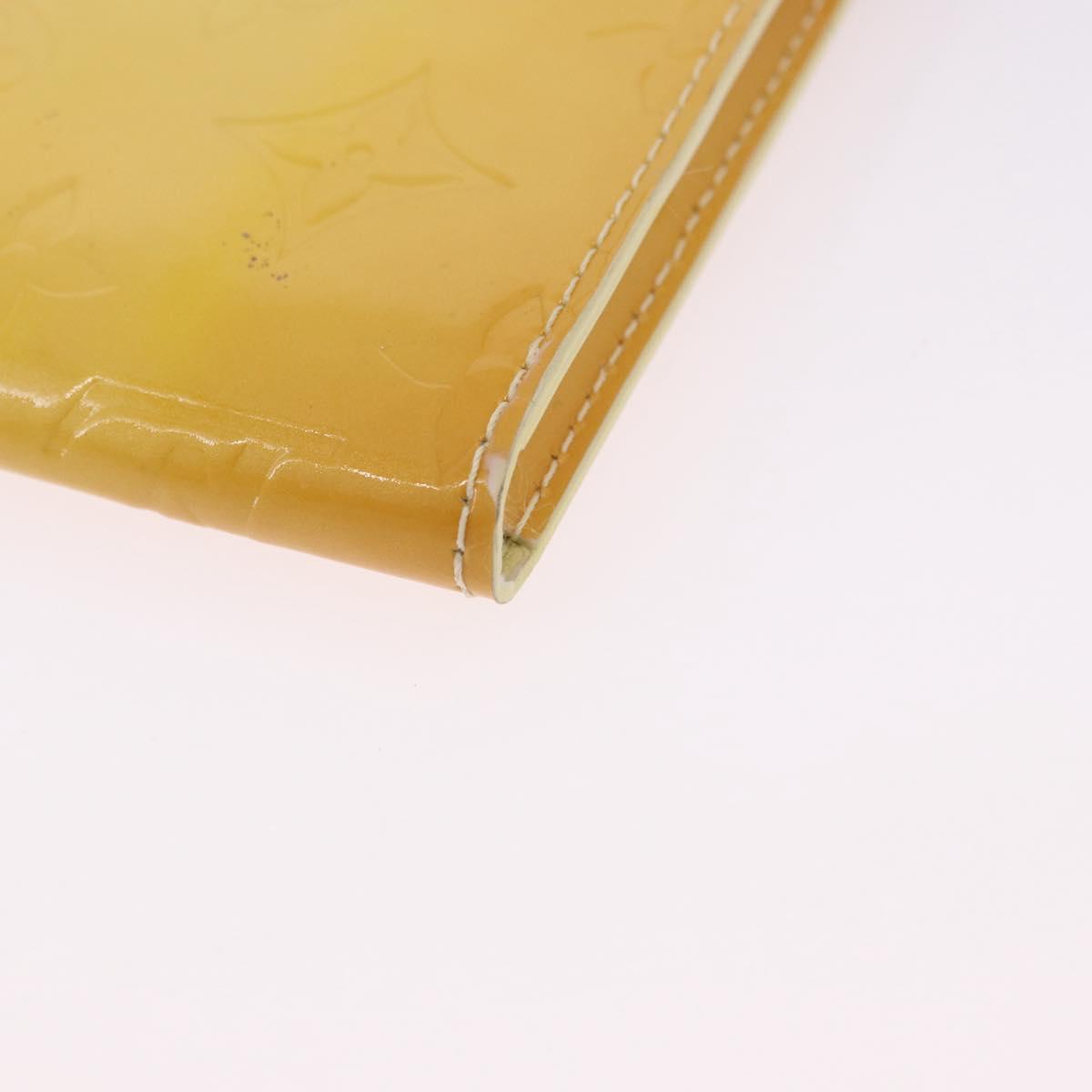 LOUIS VUITTON Monogram Vernis Walker Wallet Lime Yellow M91074 LV Auth ep15446