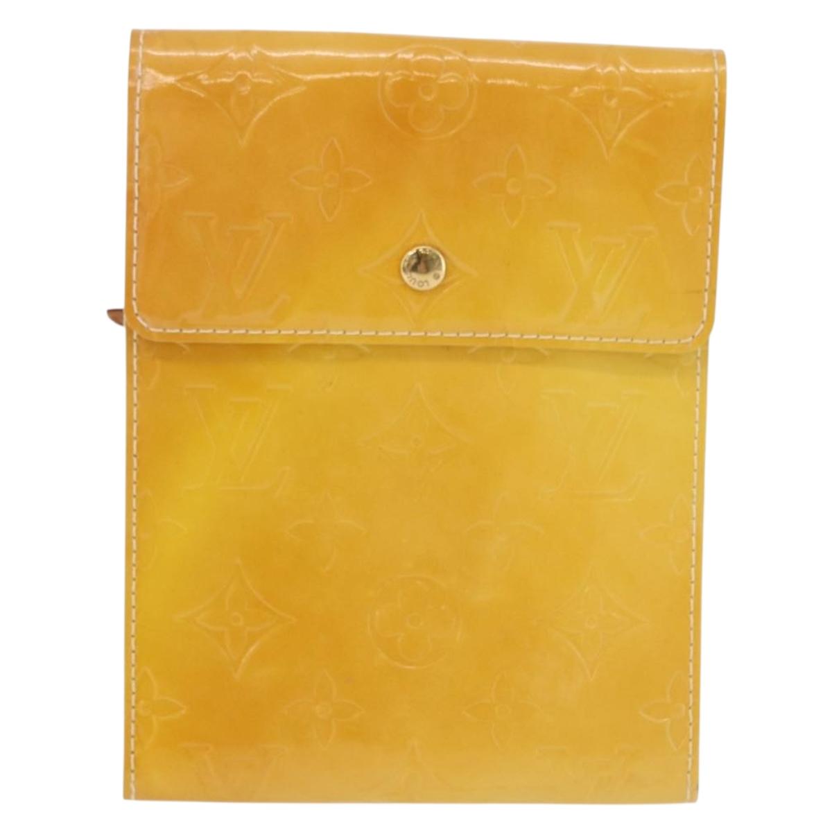 LOUIS VUITTON Monogram Vernis Walker Wallet Lime Yellow M91074 LV Auth ep15446