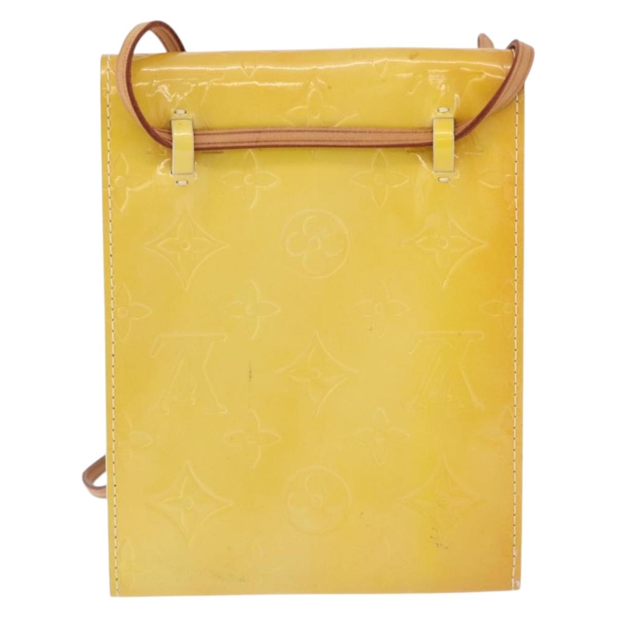 LOUIS VUITTON Monogram Vernis Walker Wallet Lime Yellow M91074 LV Auth ep15446