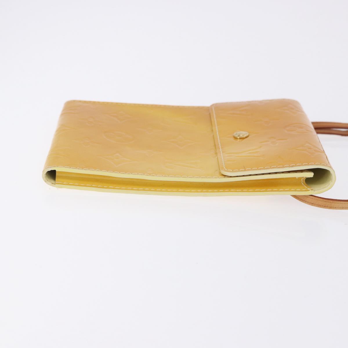LOUIS VUITTON Monogram Vernis Walker Wallet Lime Yellow M91074 LV Auth ep15446