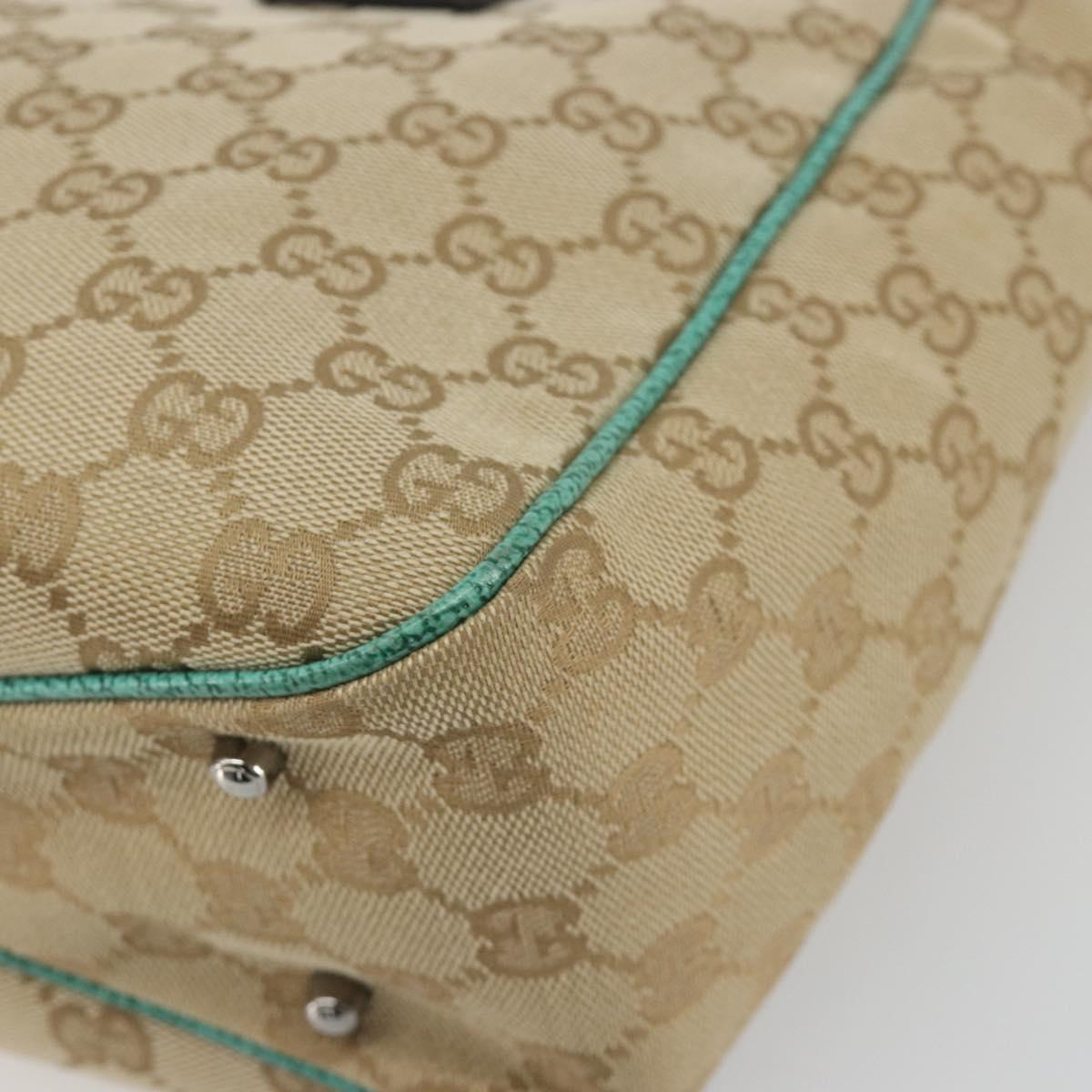 GUCCI GG Canvas Hand Bag Beige Green 113019 Auth ep15447A