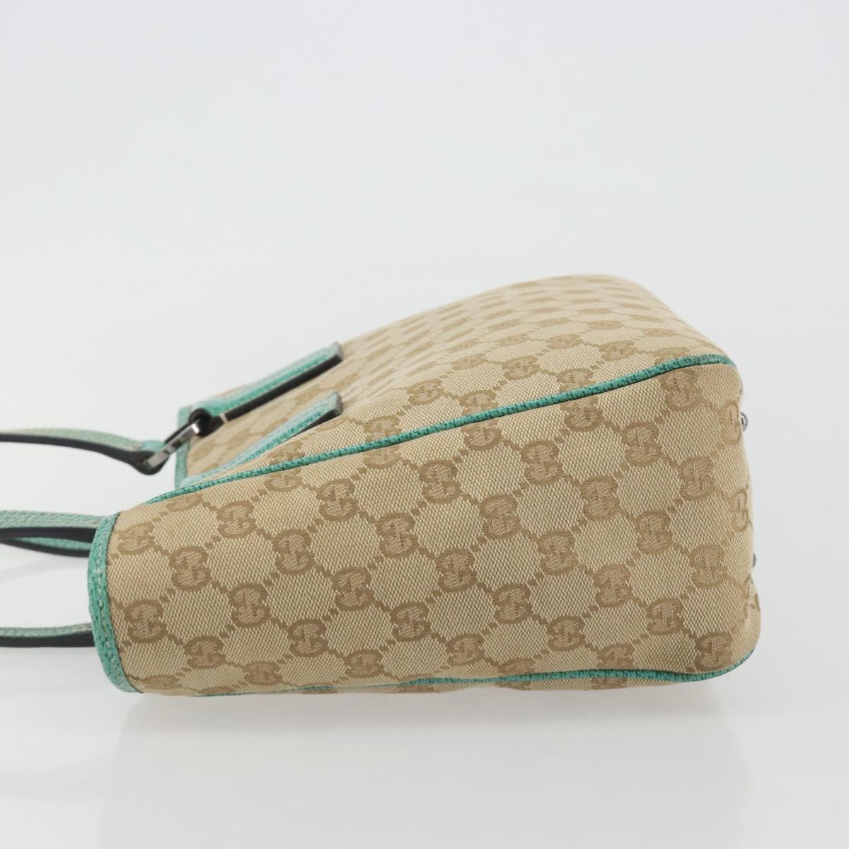 GUCCI GG Canvas Hand Bag Beige Green 113019 Auth ep15447A