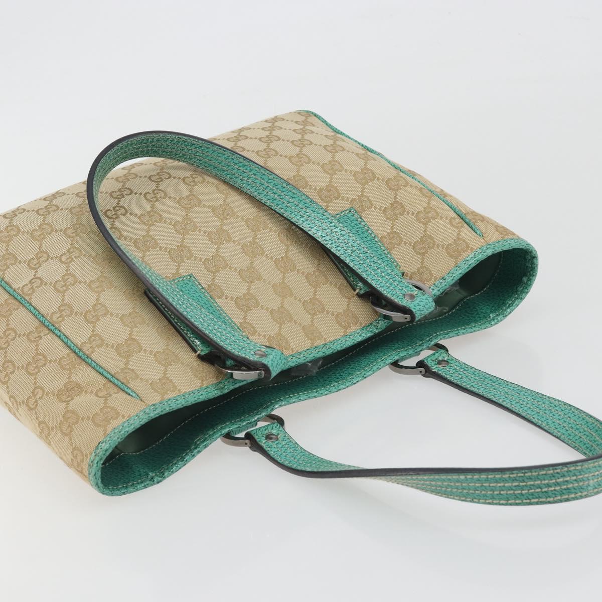 GUCCI GG Canvas Hand Bag Beige Green 113019 Auth ep15447A