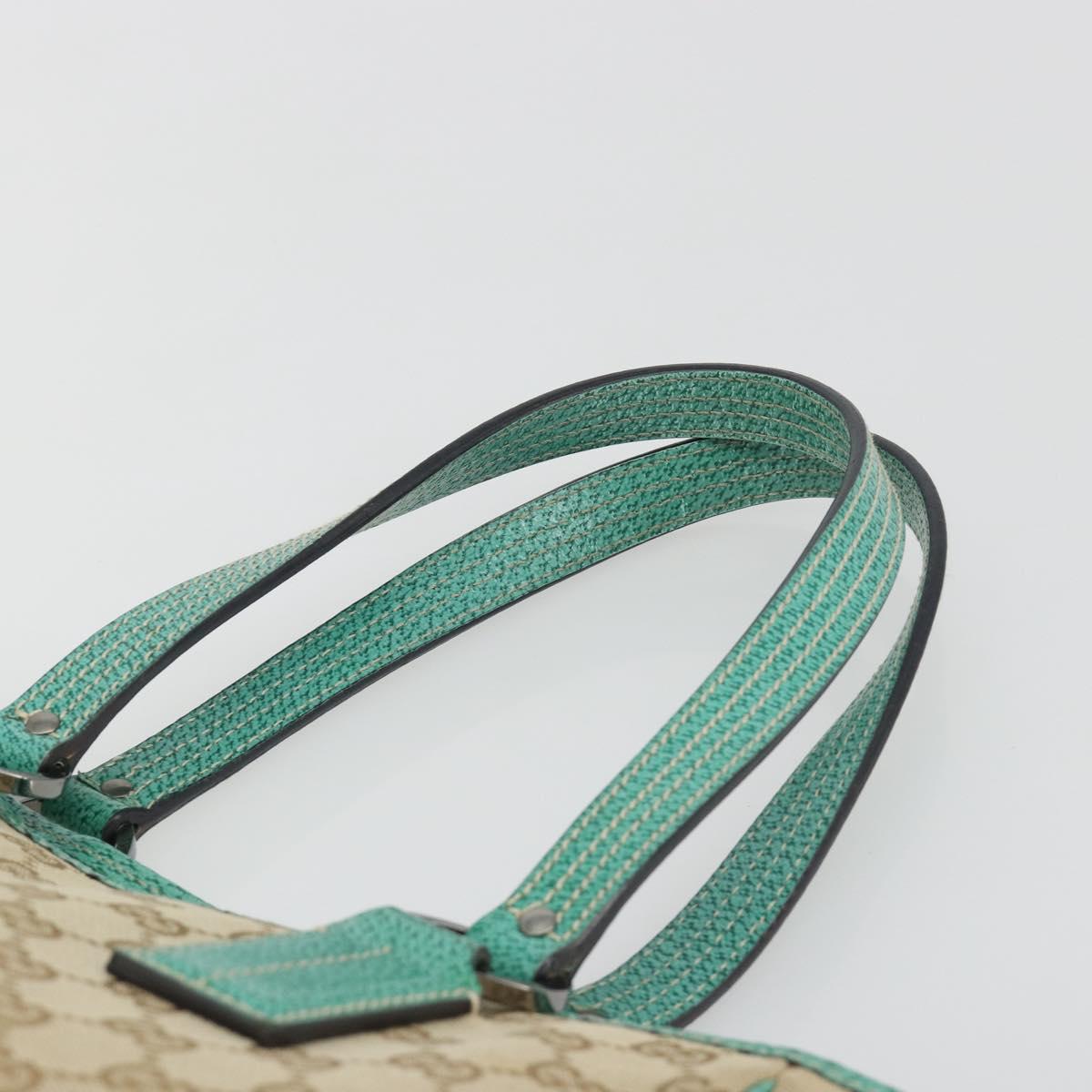GUCCI GG Canvas Hand Bag Beige Green 113019 Auth ep15447A