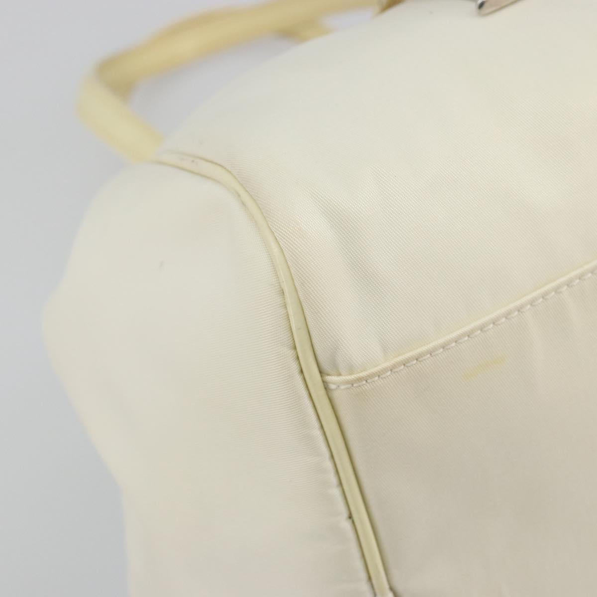 Christian Dior Hand Bag Nylon White Silver Auth ep15448