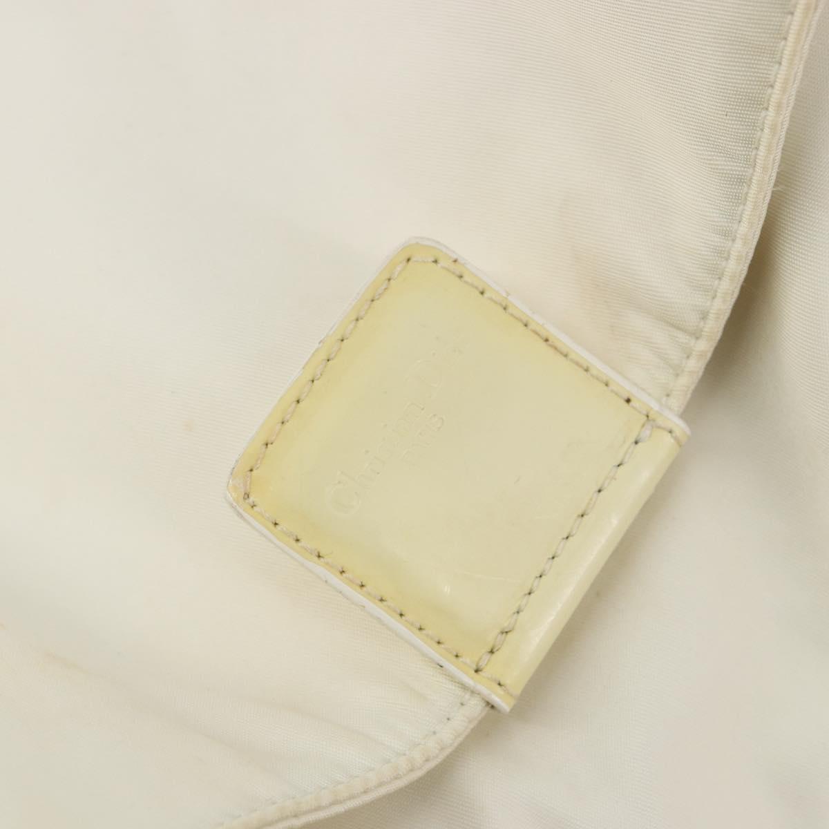Christian Dior Hand Bag Nylon White Silver Auth ep15448