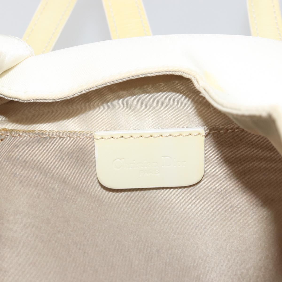 Christian Dior Hand Bag Nylon White Silver Auth ep15448