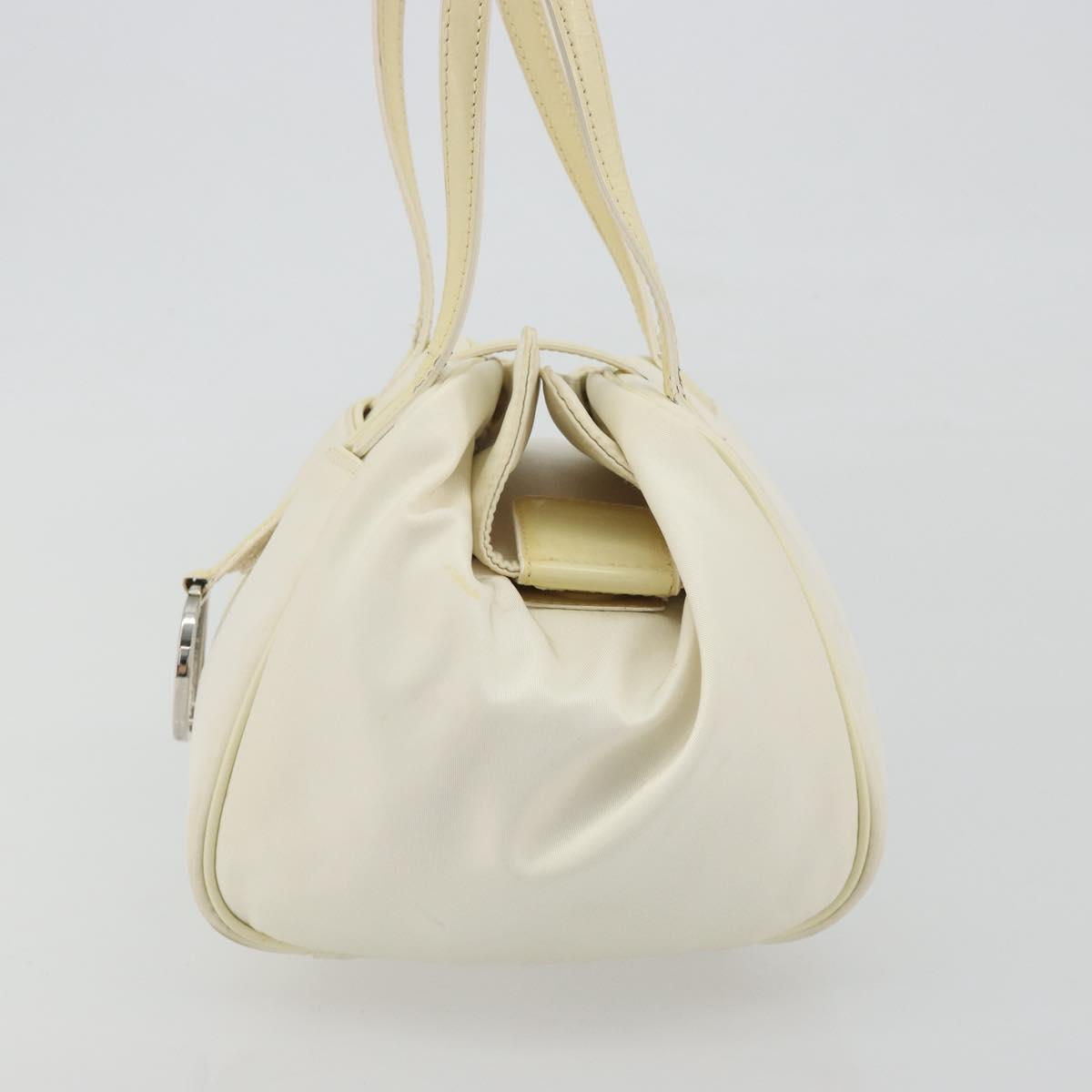Christian Dior Hand Bag Nylon White Silver Auth ep15448