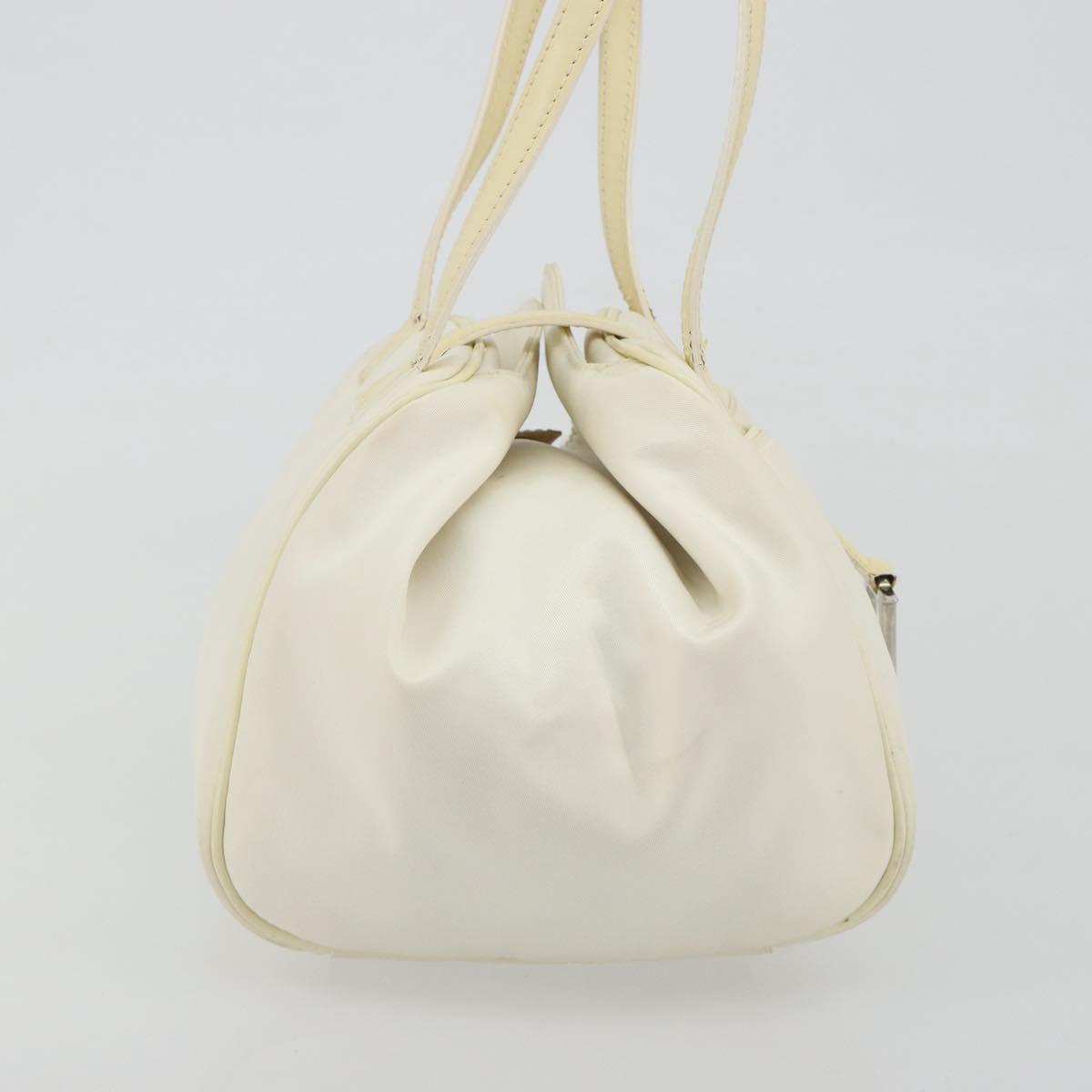 Christian Dior Hand Bag Nylon White Silver Auth ep15448