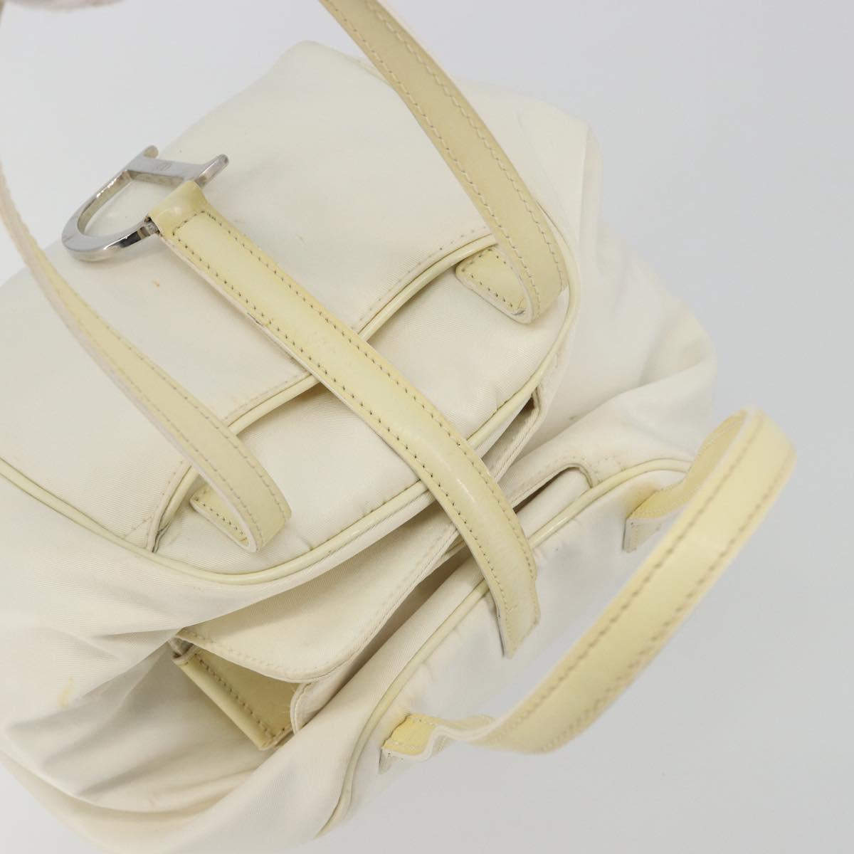 Christian Dior Hand Bag Nylon White Silver Auth ep15448