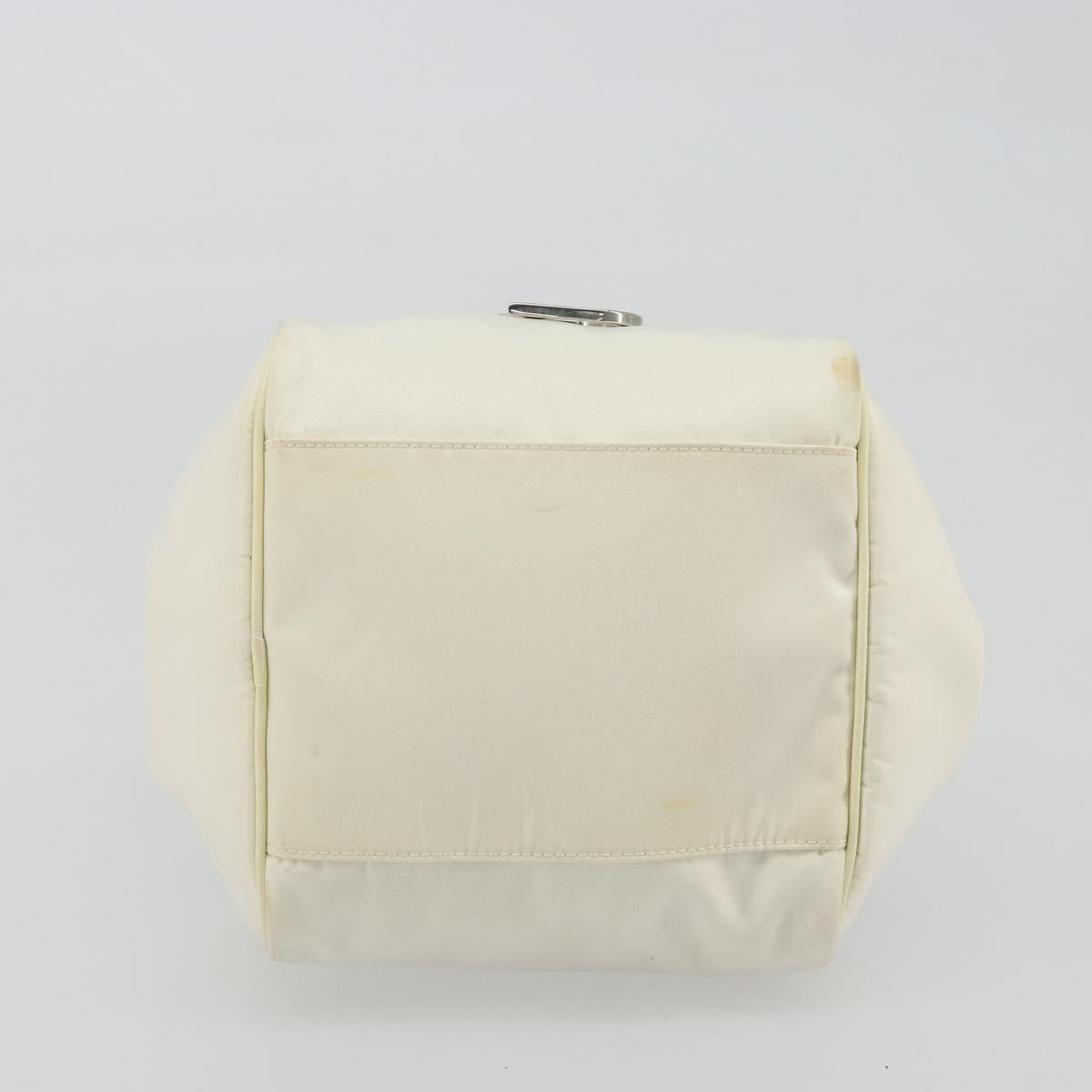Christian Dior Hand Bag Nylon White Silver Auth ep15448