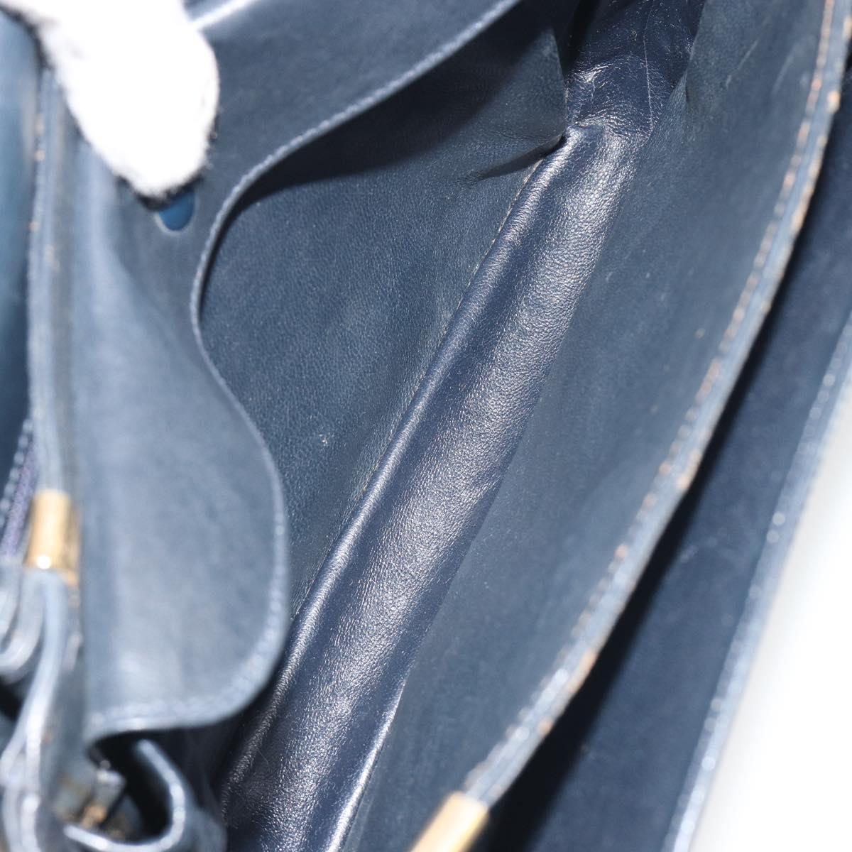 CELINE C Sulky Shoulder Bag Canvas Navy Gold Tone Auth ep15449